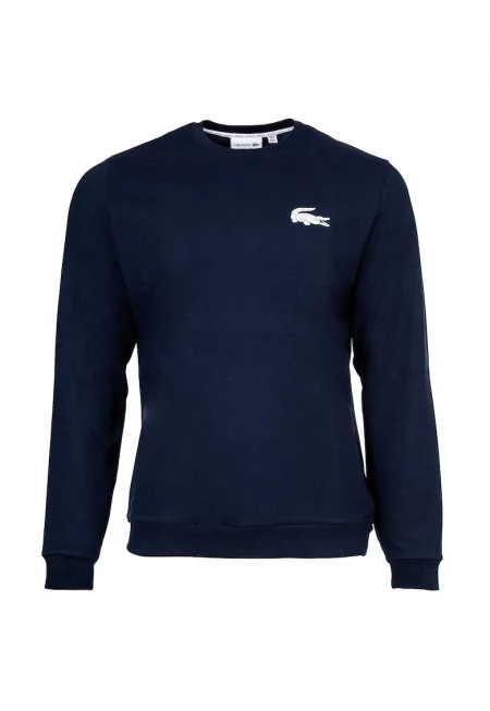 Суитшърт с овално деколте и лого - Тъмносин