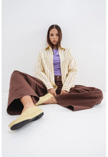 Свободна риза с райе - Сламеножълт