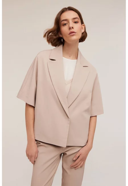 Свободно яке с къси ръкави - Слонова кост