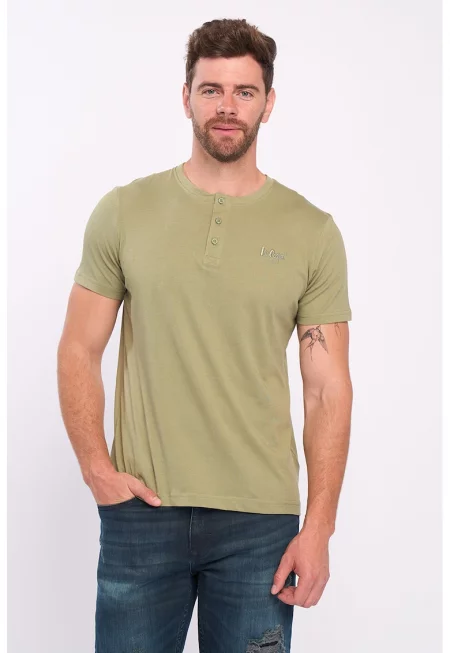 Тениска с деколте Henley и лого