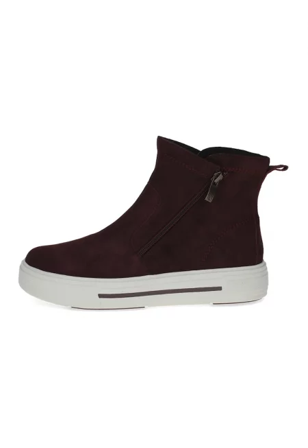 Велурени боти с равна платформа - Тъмнокафяв