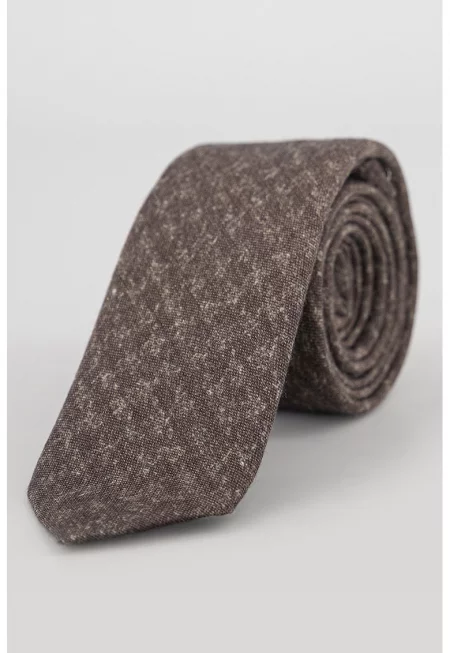 Вратовръзка с вълна и принт - Тъмнокафяв