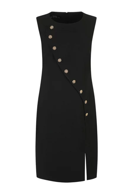 Вталена рокля с декоративни копчета