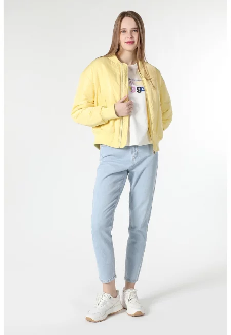 Яке бомбър с джобове встрани - Жълт