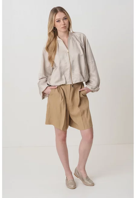 Яке Gilda с лен - Светло бежово