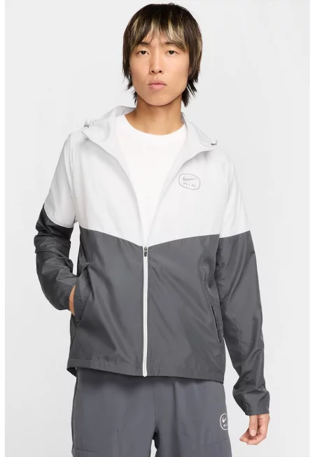 Яке с цип и джобове встрани - Бял/Пепеляво сиво