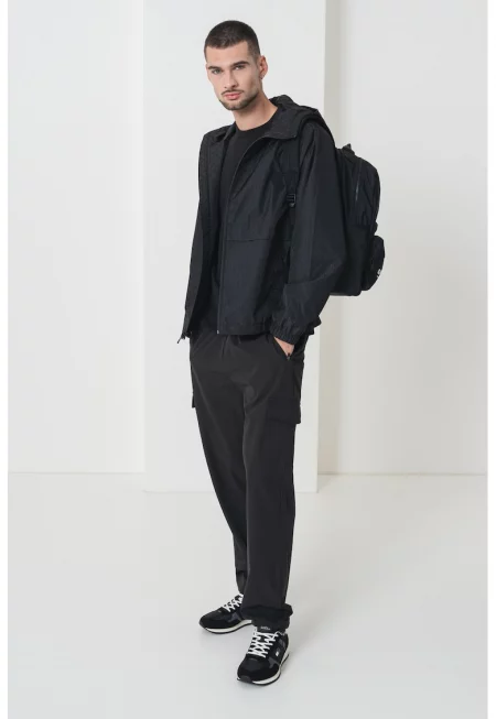 Яке с цип и монограм - Черен