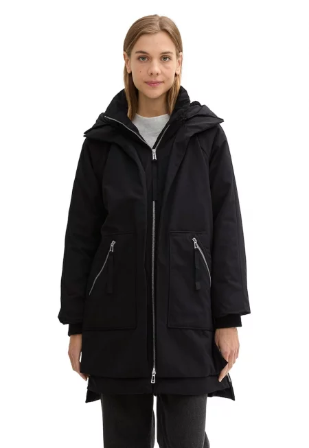 Зимна парка с качулка - Черен