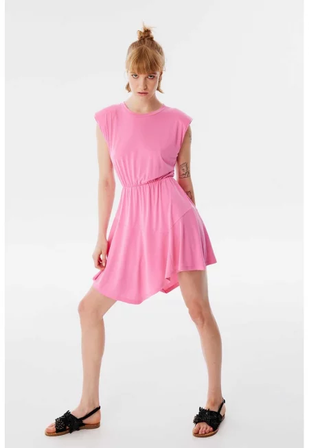 Асиметрична рокля с модал - Фуксия