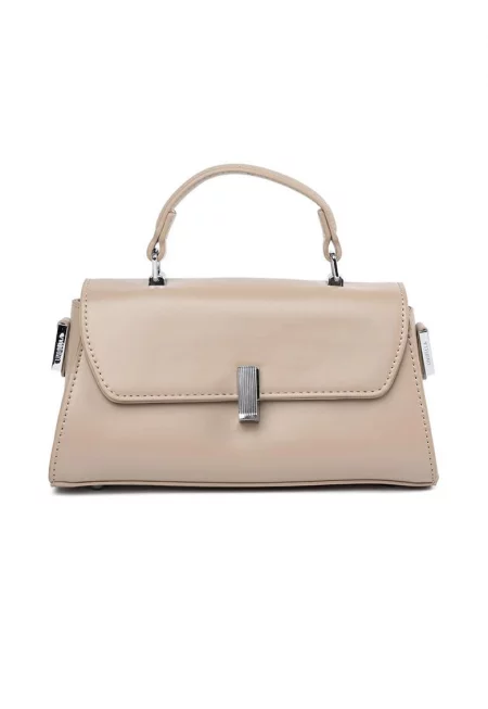 Бежова чанта за рамо  модел Crossbody - компактна - от полиестер