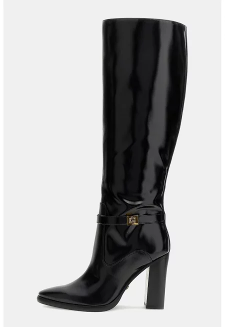 Ботуши до коляното Lendy от еко кожа - Черен