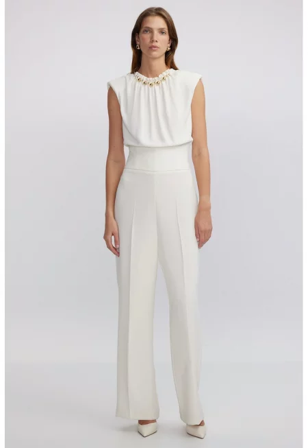 Дълъг прав гащеризон - Златист/Слонова кост