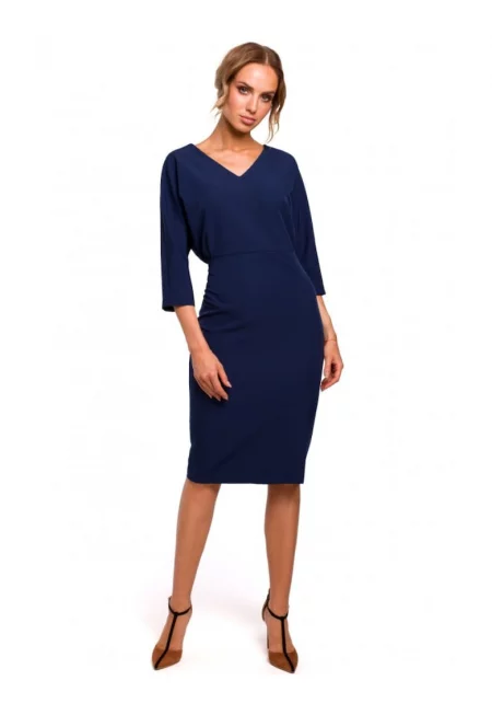 Дамска рокля  V-образно деколте - Полиестер - Еластан