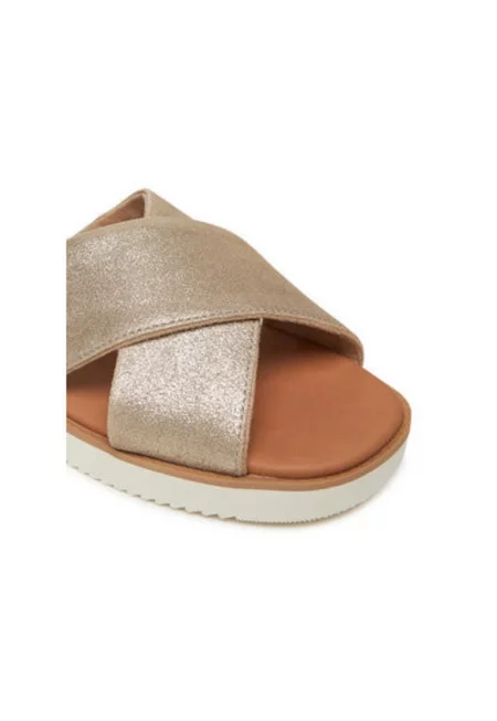 Дамски джапанки - 10021991 -  Естествена кожа - Сребрист