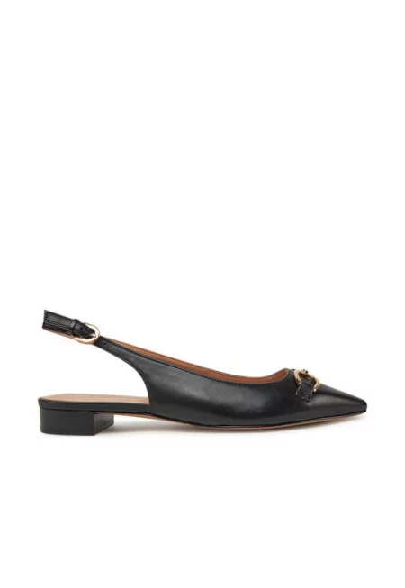 Дамски сандали - D55YUE-000TU -  Естествена кожа - Черен