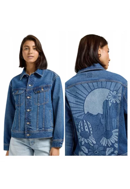 Дамско Яке -  Loose Rider Jacket - Стандартна Кройка - Класически Дизайн - Дълги Ръкави - 2 Джоба - С Копчета - Памук - XS INTL - Синьо