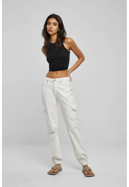 Дънки с ниска талия и джобове с капаче - Мръснобял