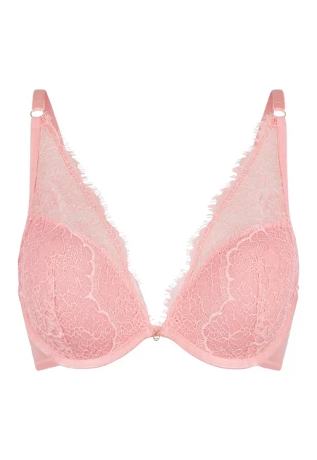 Дантелен подплатен сутиен - Розово
