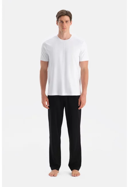 Долна пижама от памук и модал - Черен