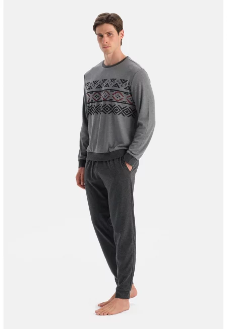 Долна пижама с връзка - Tъмносив