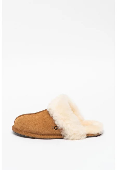 Домашни велурени пантофи Scuffette II с овча кожа - Камел