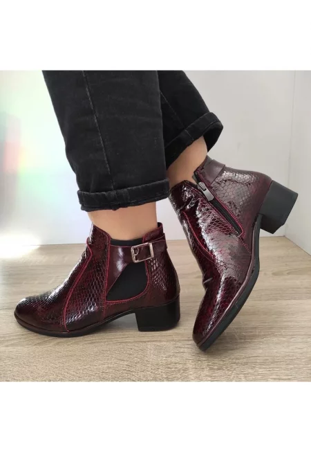 Елегантни дамски боти  335 Burgundy Croco - Бордо - Бордо