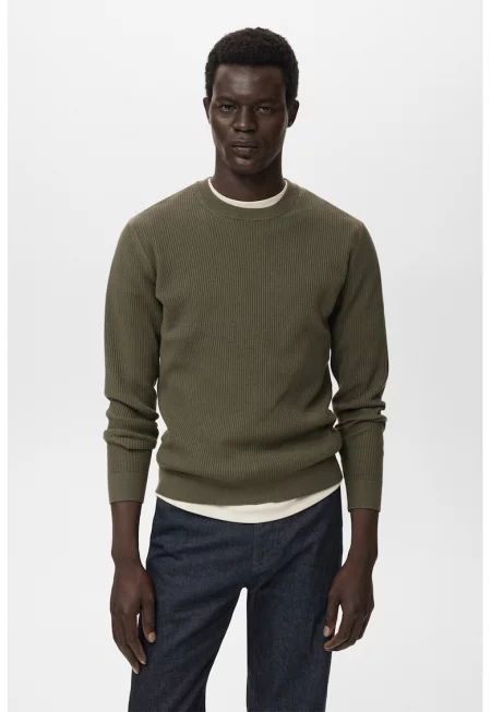 Фино плетен памучен пуловер