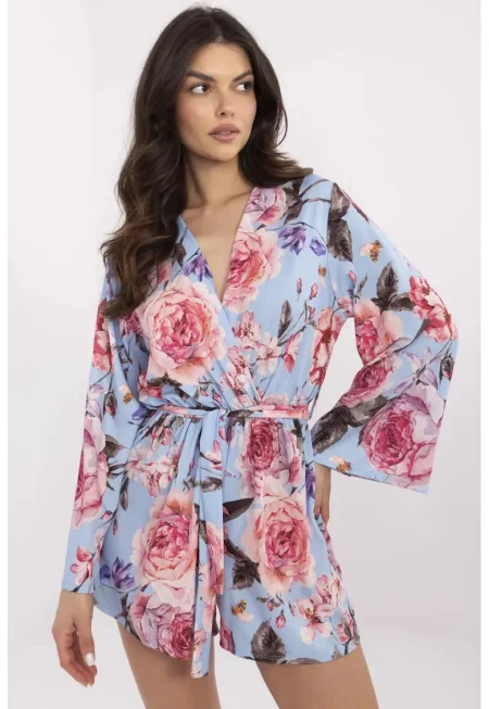 Гащеризон с флорален принт и деколте тип прегърни ме - Един размер