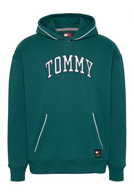 Худи с лого и паднали ръкави - Тъмнозелен