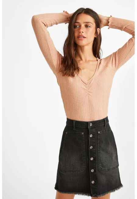 Къс фино плетен пуловер