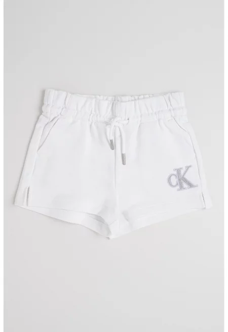 Къс панталон с лого - Бял