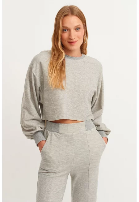 Къс суитшърт Boskesnew с бухнали ръкави