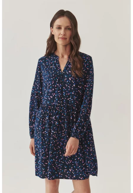 Къса рокля Strakmi с графика - Пастелнорозов/Светлосин/Тъмносин