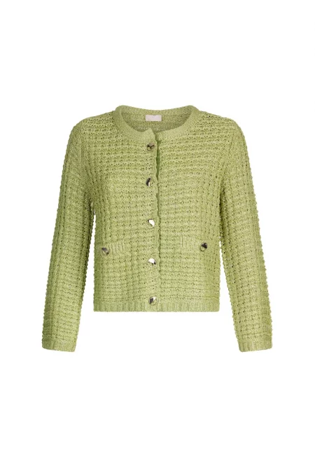 Къса жилетка с копчета - Шам фъстък зелено