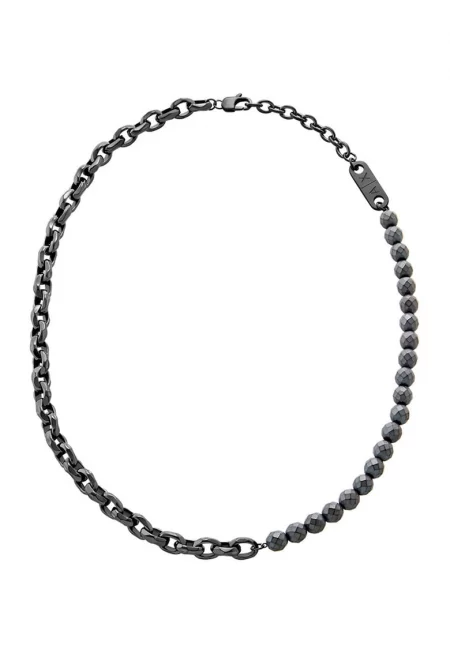 Колие от неръждаема стомана с хематит - Черен