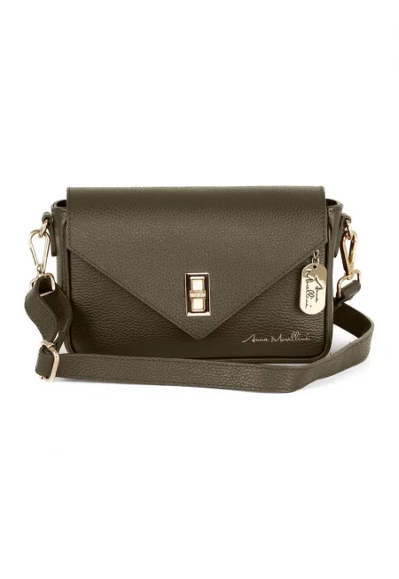 Кожена чанта през рамо с метална система