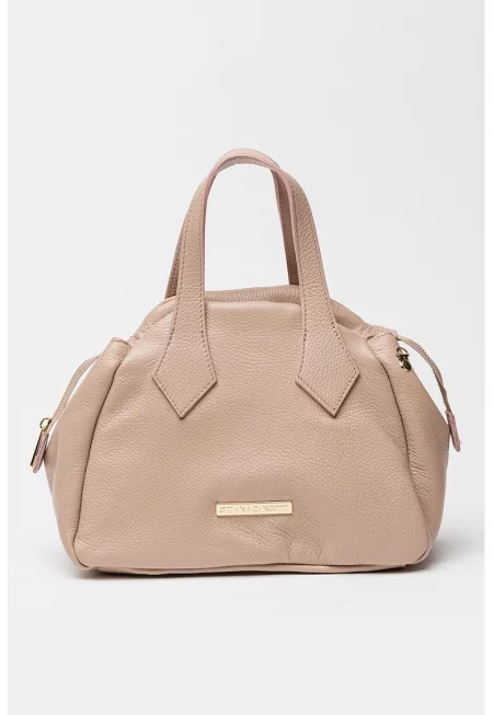 Кожена чанта с отделяща се презрамка - Прашно розово