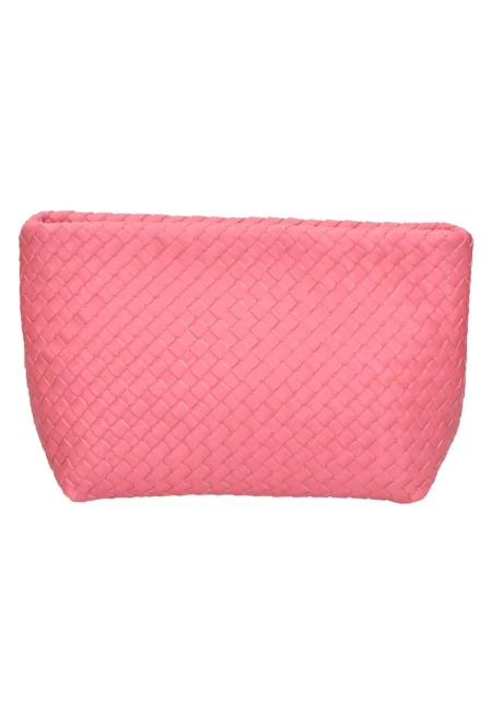 Кожена чанта с релеф - Розово