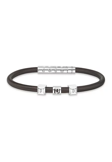 Кожена гривна със стоманени детайли