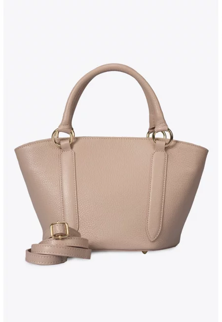 Кожена шопинг чанта - Праскова