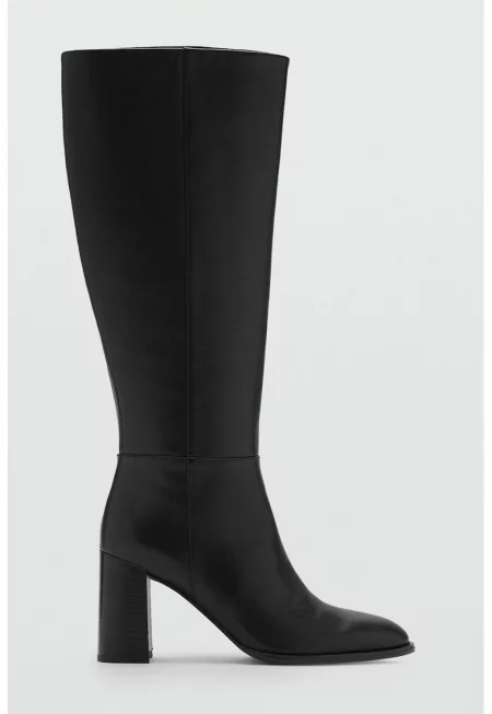 Кожени боутши до коляното - Черен