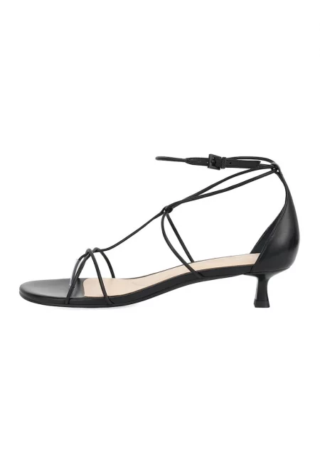 Кожени сандали с каишки - Черен