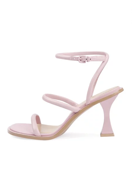 Кожени сандали с ток - Пастелнорозов