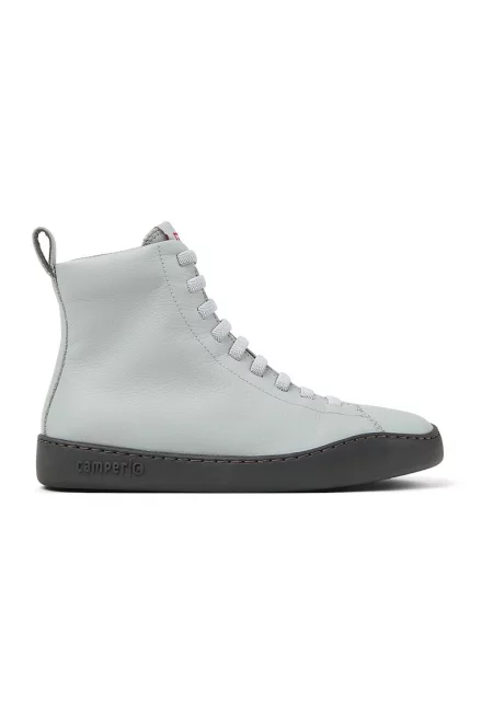 Кожени спортни обувки с висок профил - Пепеляво сиво