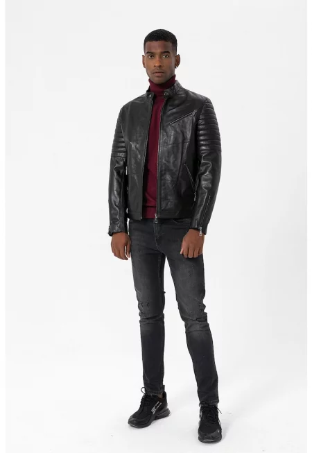 Кожено яке с джобове с цип