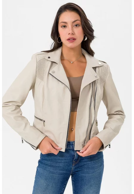 Кожено яке с маншети с цип