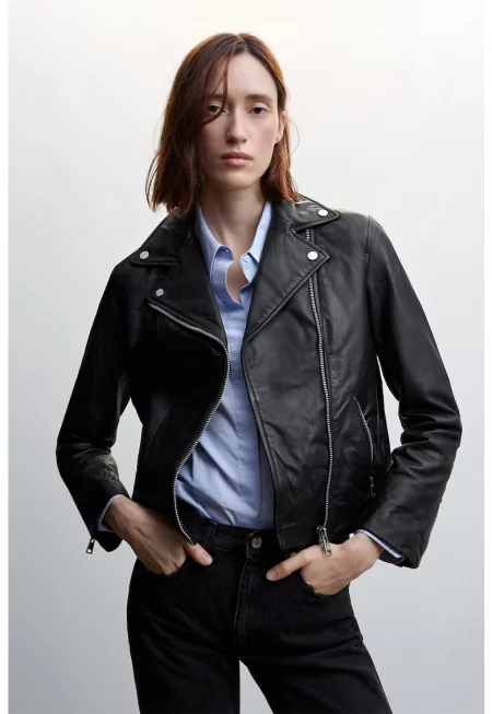 Кожено яке с раздвоен ревер Perfect