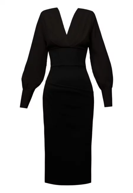 Lunaria Midi Dress With Chest Drapped Details