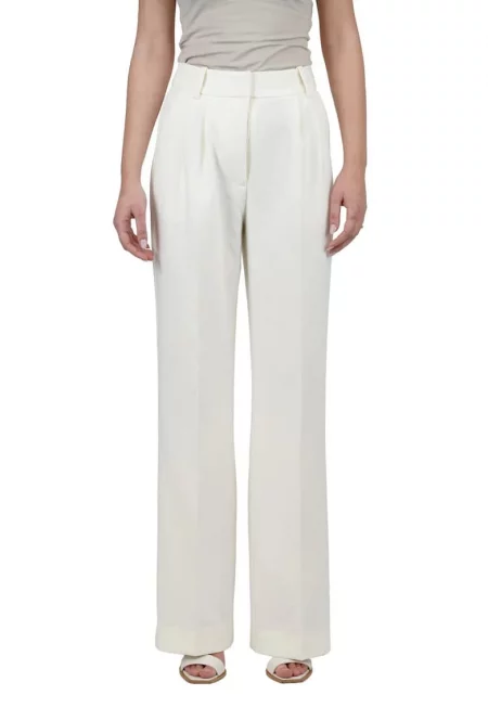ЛЮБИМА ДЪЩЕРЯ  -Панталон с пенсове - с висока талия - Бял