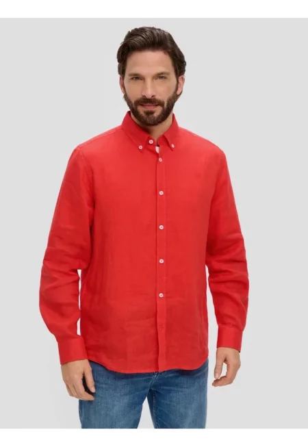 Мъжка ленена риза с дълъг ръкав и Regular fit кройка -